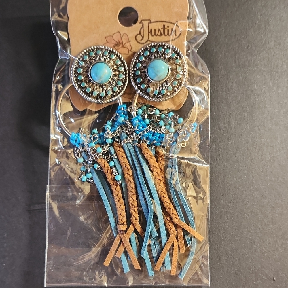 Justin Boots Turquoise and Brown Earrings